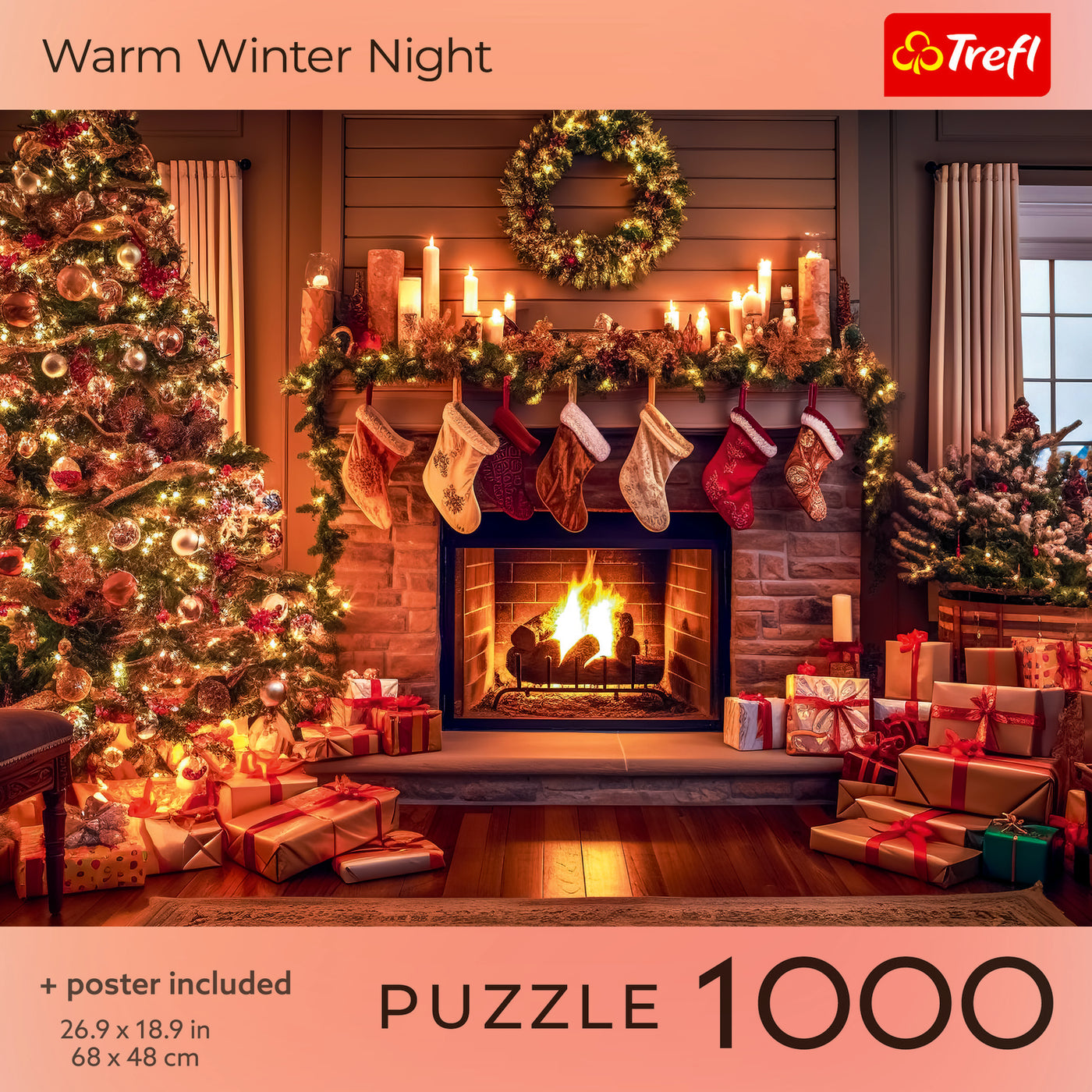 Trefl Red Holiday Greeting A Warm Winter Night 1000 Piece Puzzle