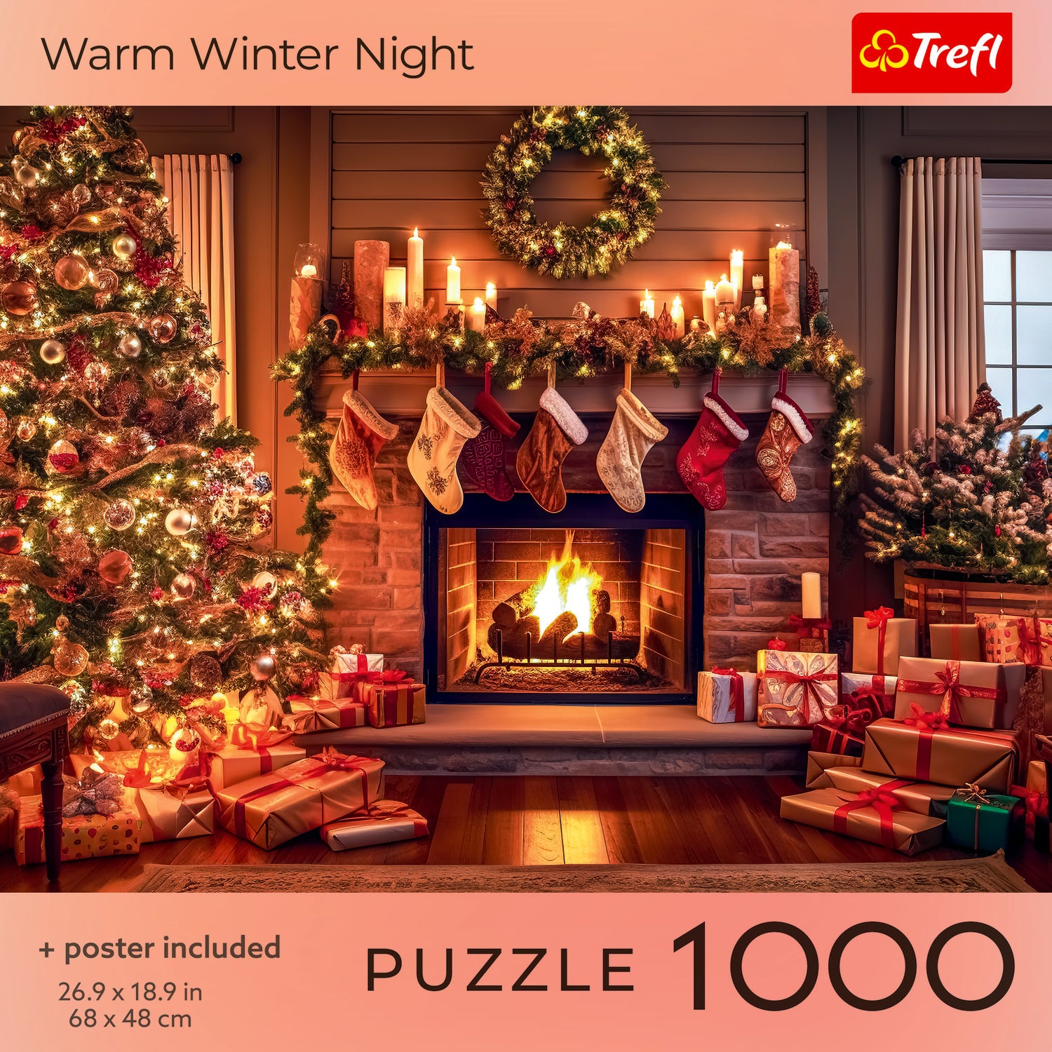 Trefl Red Holiday Greeting A Warm Winter Night 1000 Piece Puzzle