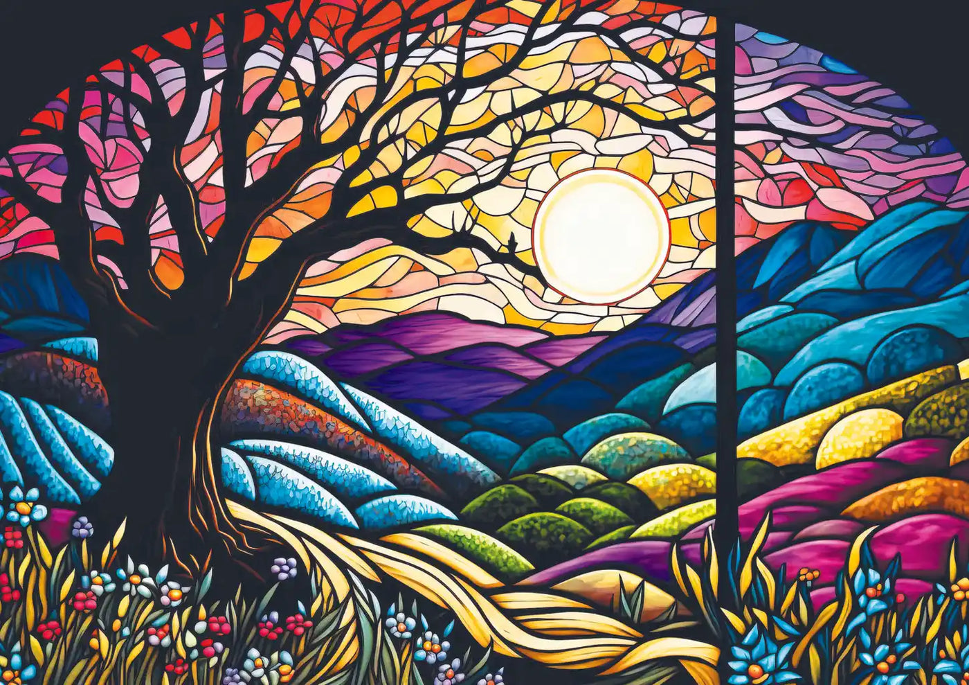 Trefl Stained Glass Sunset 1000 Piece Puzzle