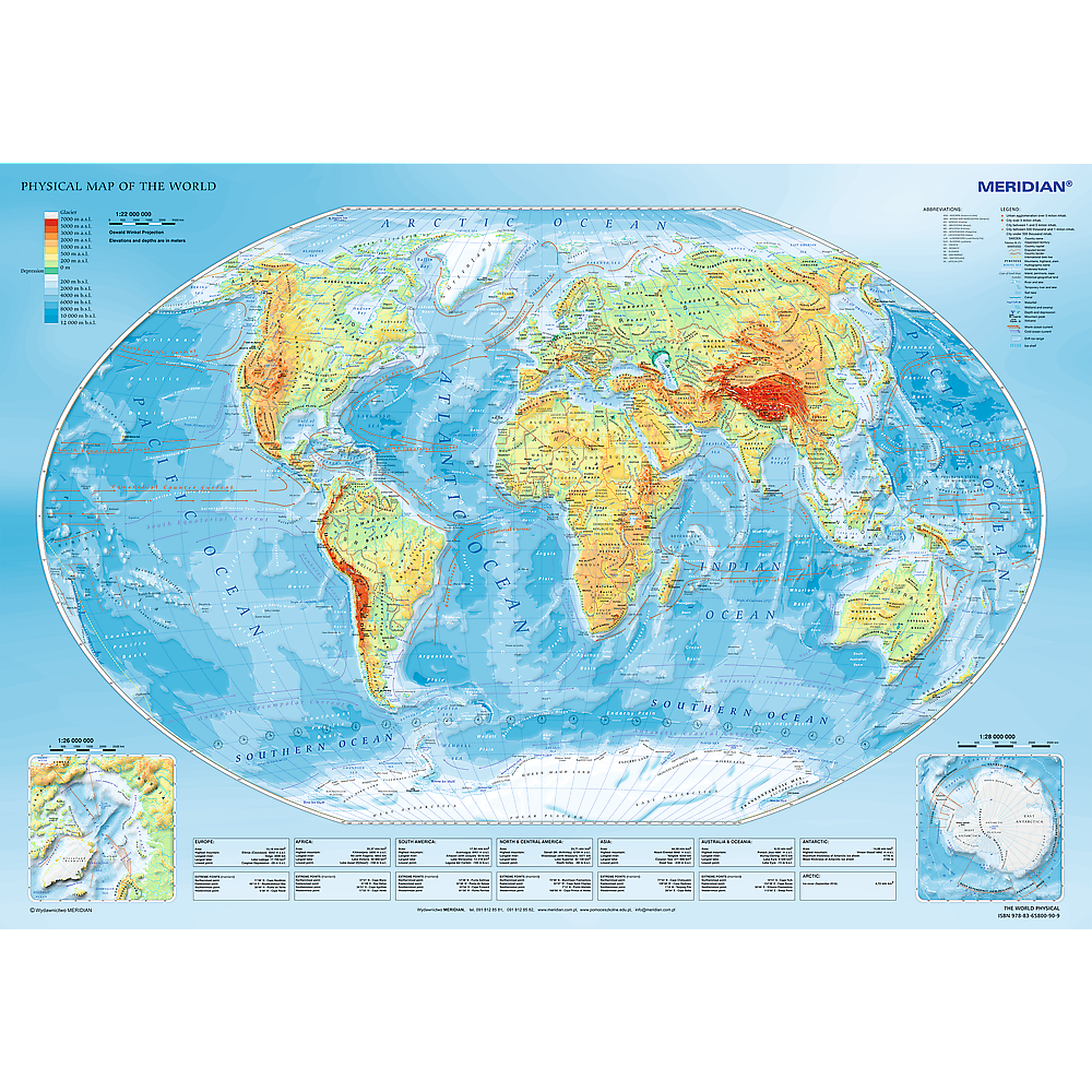 Trefl Red 1000 Piece Puzzle - Physical map of the world / Meridian