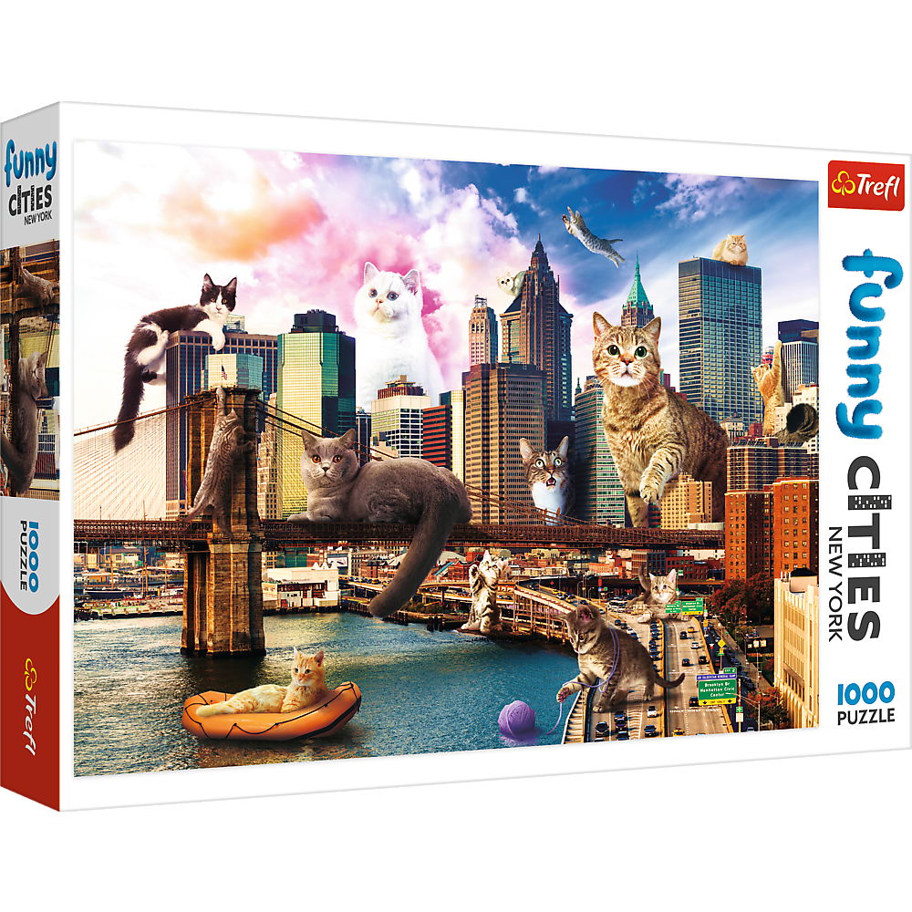 Trefl Red Funny Cities 1000 Piece Puzzle - Cats in New York