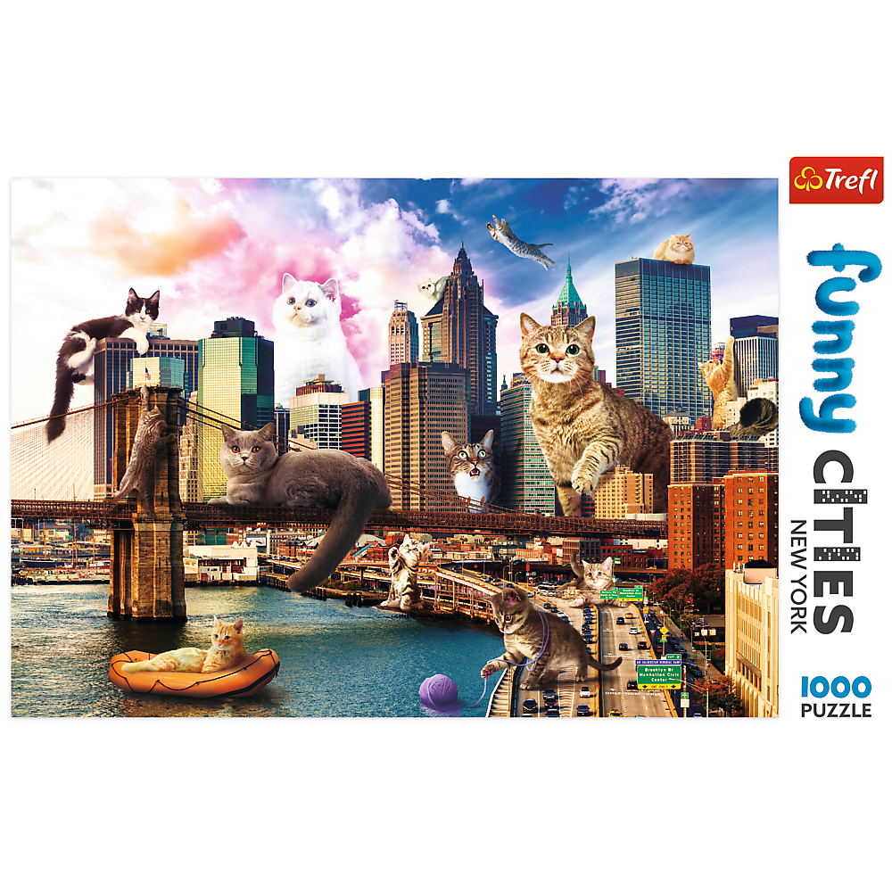 Trefl Red Funny Cities 1000 Piece Puzzle - Cats in New York