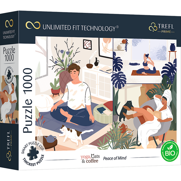 Trefl Prime 1000 Piece Puzzle - Yoga, Cats & Coffee: Peace of Mind