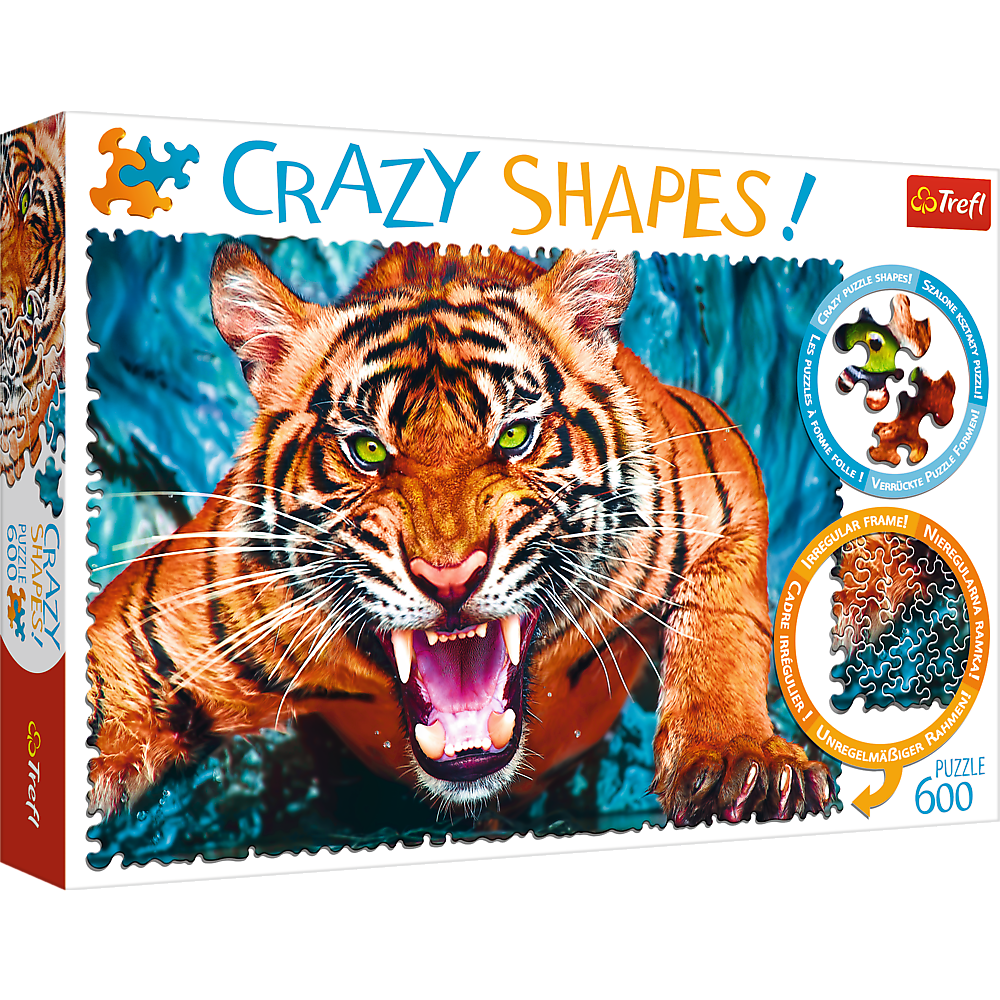 Trefl Red 600 Piece Crazy Shapes - Facing a tiger