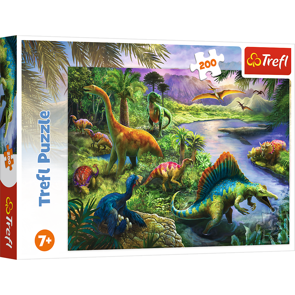 Trefl Red 200 Piece Kids Puzzle - Hungry Dinosaurs