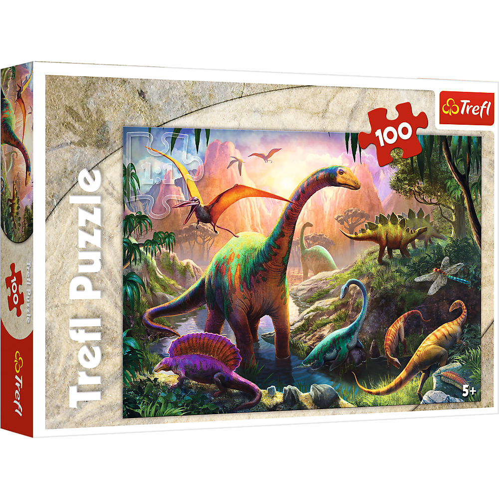 Trefl Red 100 Piece Kids Puzzle - Dinosaurs' Land