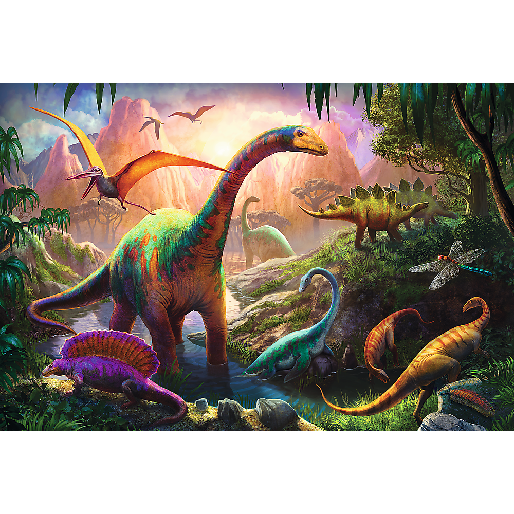 Trefl Red 100 Piece Kids Puzzle - Dinosaurs' Land