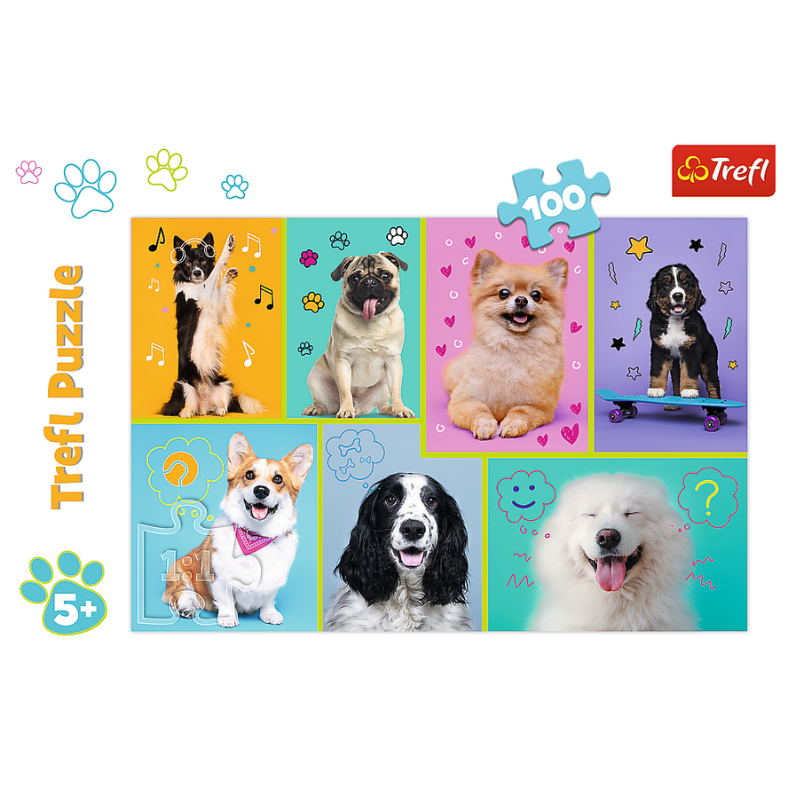 Trefl Red 100 Piece Kids Puzzle - In the world of dogs