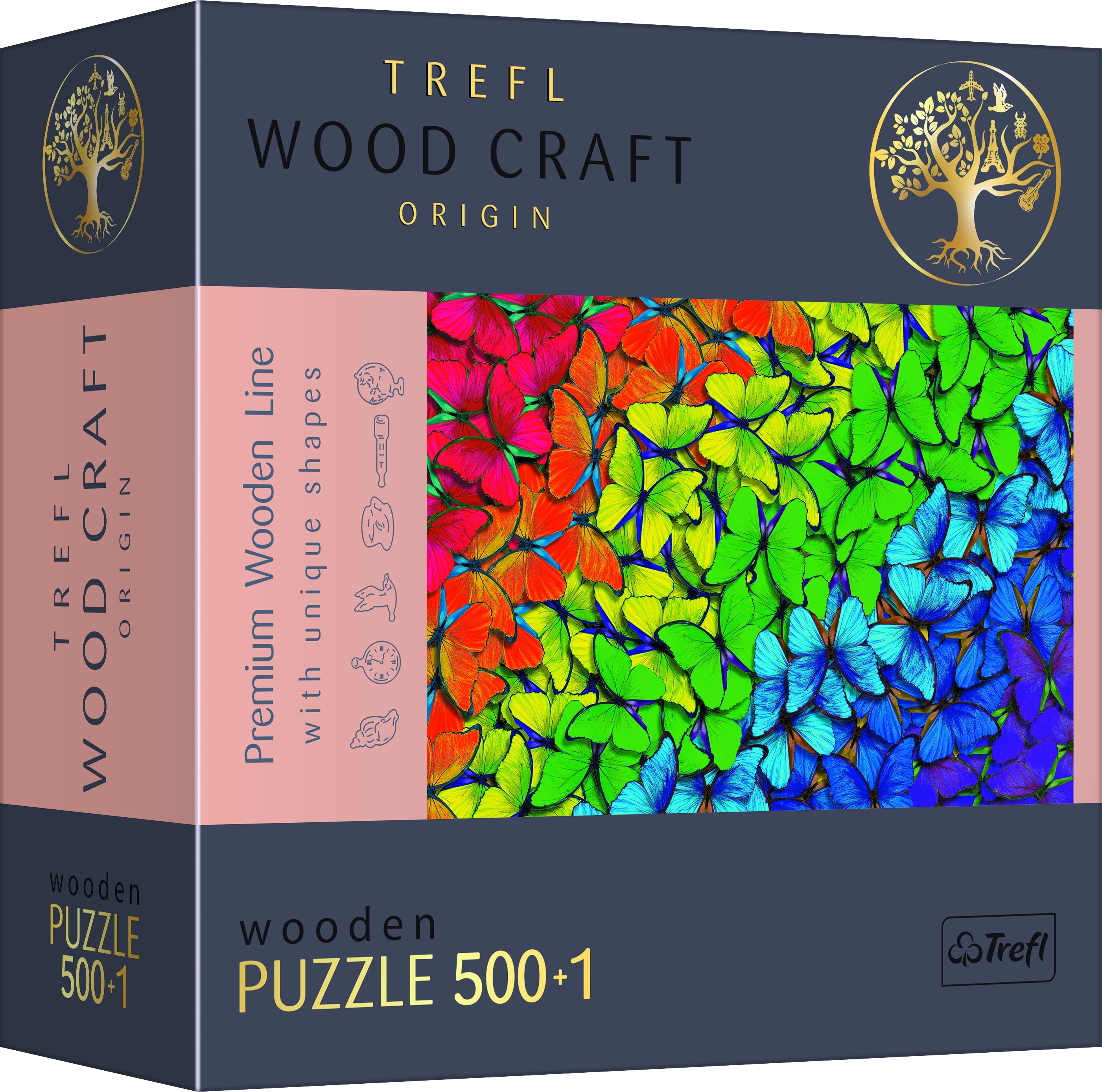 Trefl Wood Craft 501 Piece Wooden Puzzle - Rainbow Butterflies