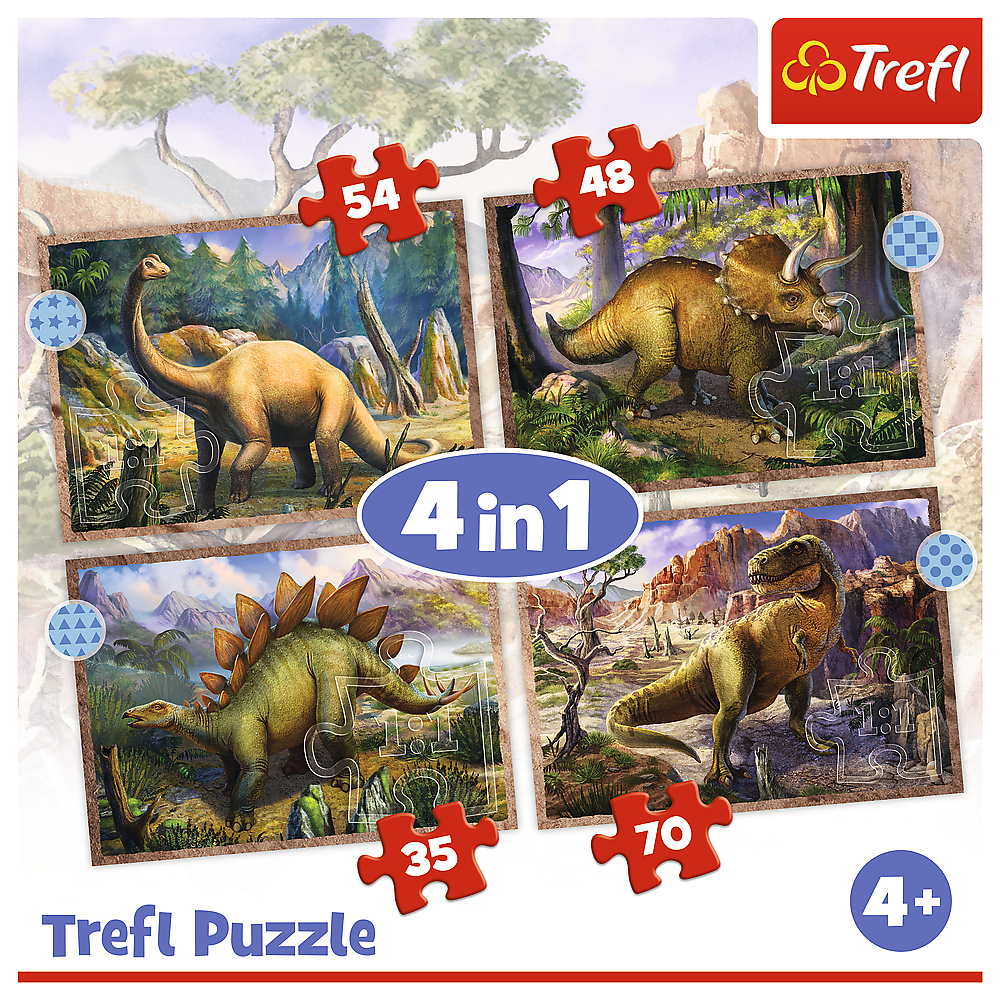 Trefl Preschool 4 in 1 Puzzle - Interesting Dinosaurs
