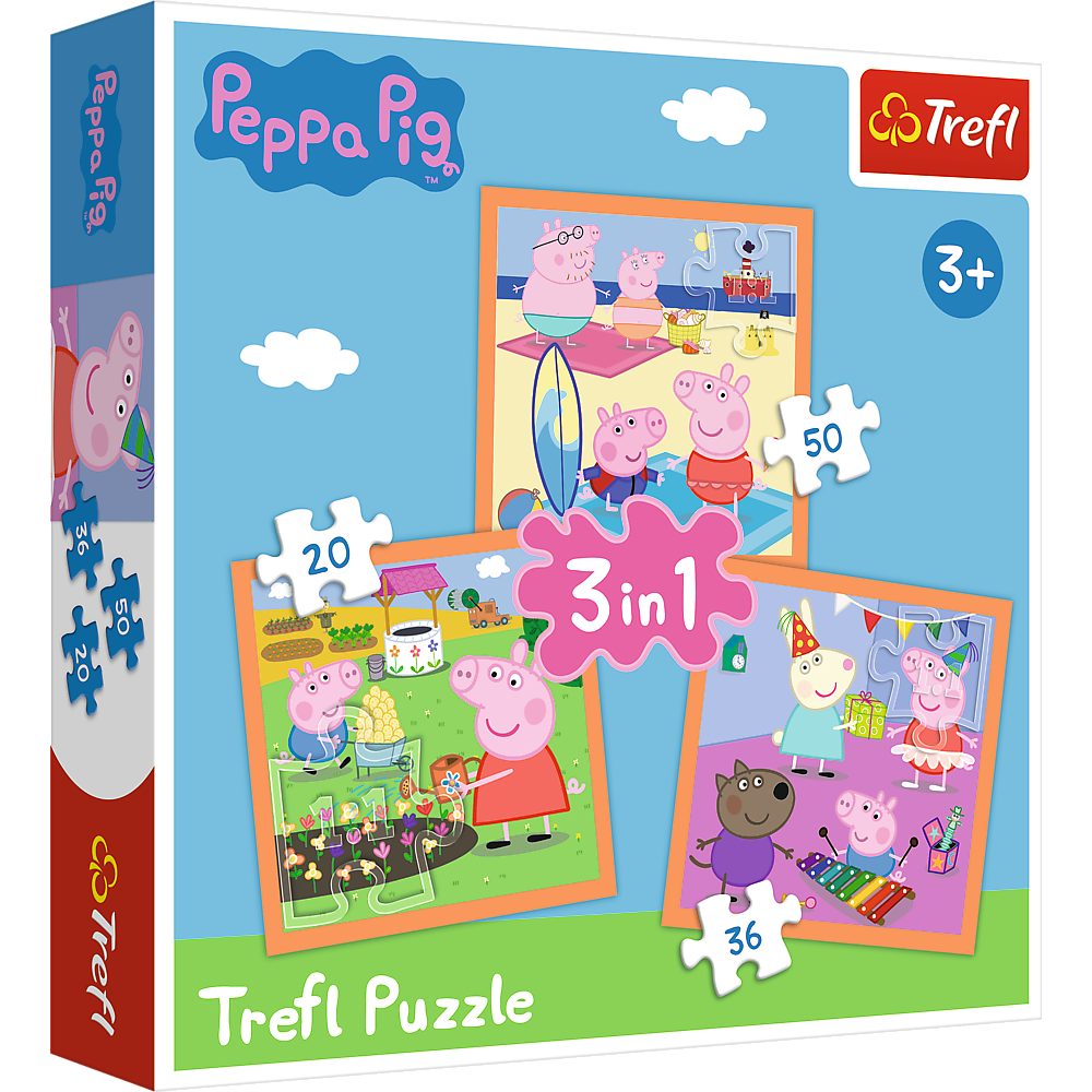 Trefl 3 in 1 (20, 36 & 50 Piece) Puzzle - Peppa Pig's Inventive