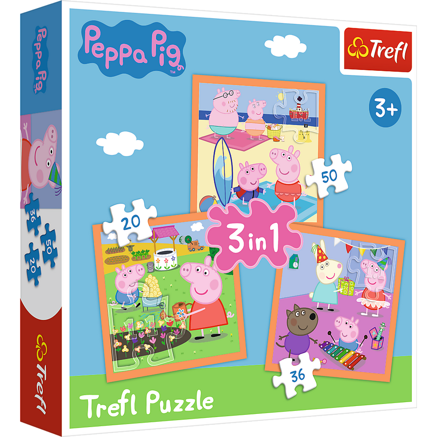 Trefl 3 in 1 (20, 36 & 50 Piece) Puzzle - Peppa Pig's Inventive