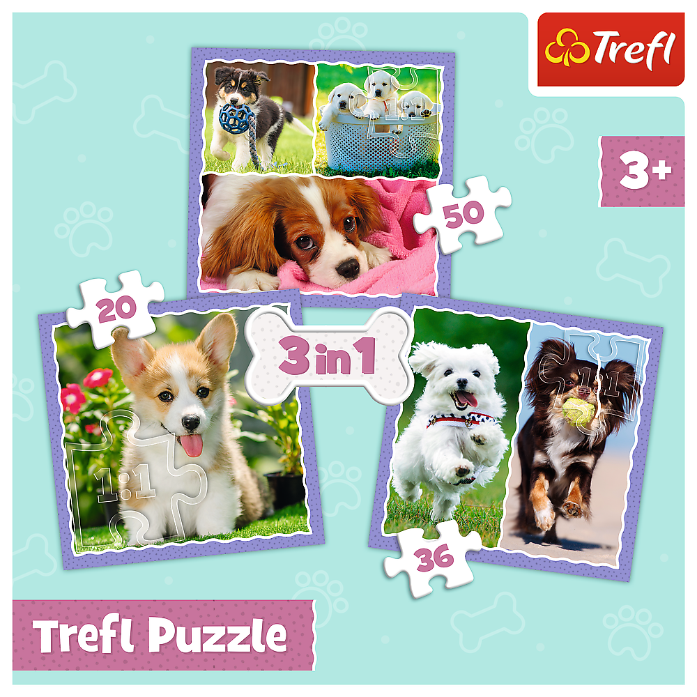 Trefl Preschool 3 in 1 Puzzle - Lovely dogs