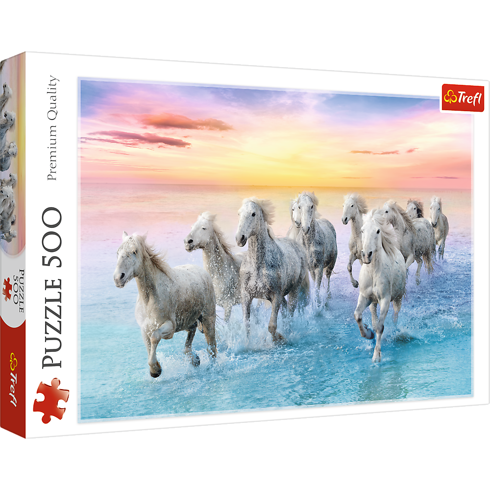 Trefl Red 500 Piece Puzzle - Galloping white horses