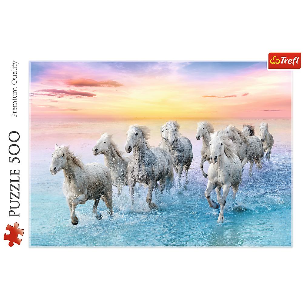 Trefl Red 500 Piece Puzzle - Galloping white horses