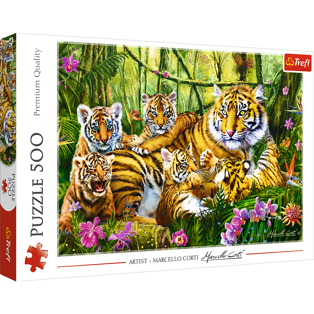 Trefl Red 500 Piece Puzzle - Family of tigers