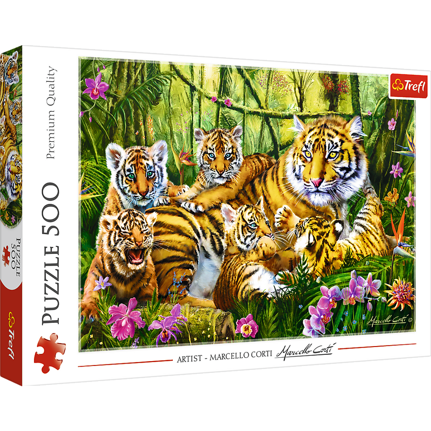 Trefl Red 500 Piece Puzzle - Family of tigers