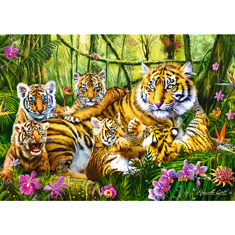 Trefl Red 500 Piece Puzzle - Family of tigers