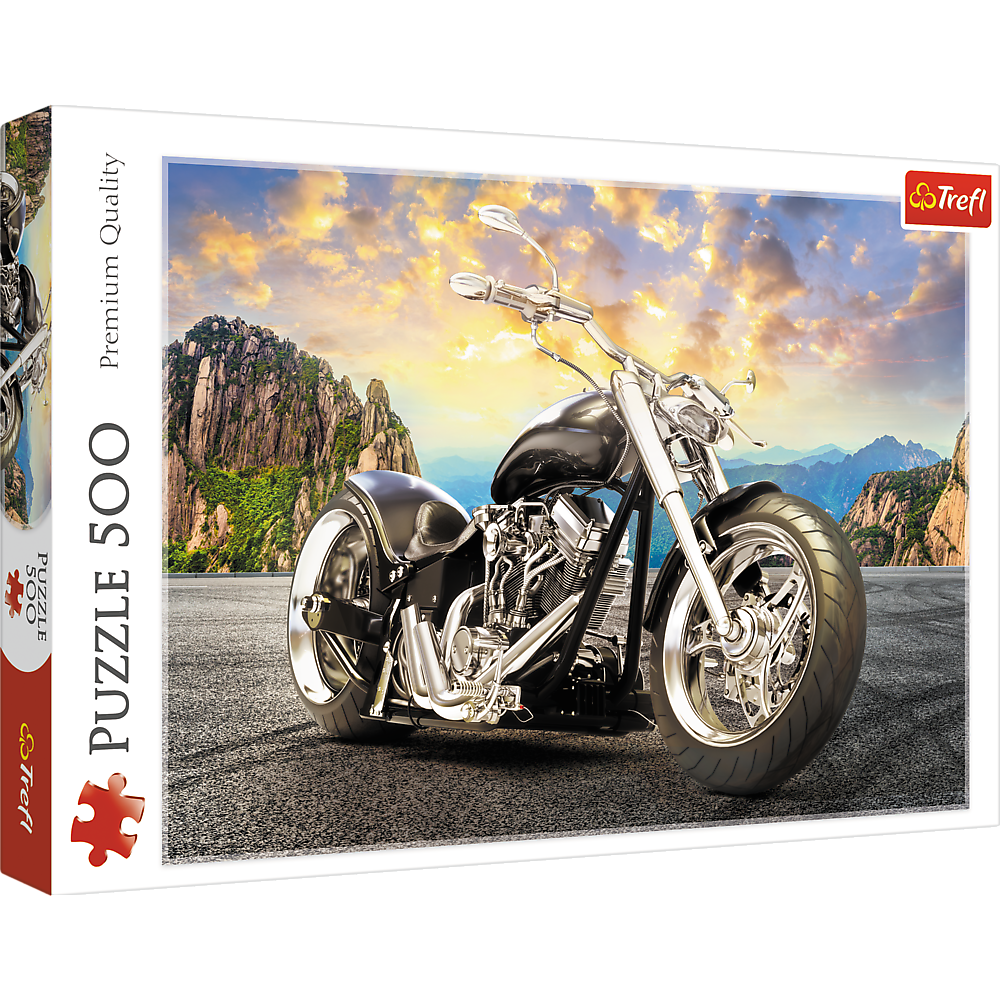 Trefl Red 500 Piece Puzzle - Black motorcycle