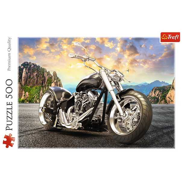 Trefl Red 500 Piece Puzzle - Black motorcycle
