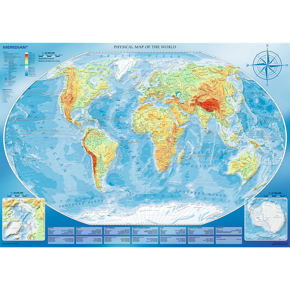 Trefl Red 4000 Piece Puzzle - Large physical map of the world / Meridian